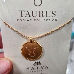 NWT 18k Gold Plated Satya Jewelry Taurus Zodiac Pendant Necklace Birthday